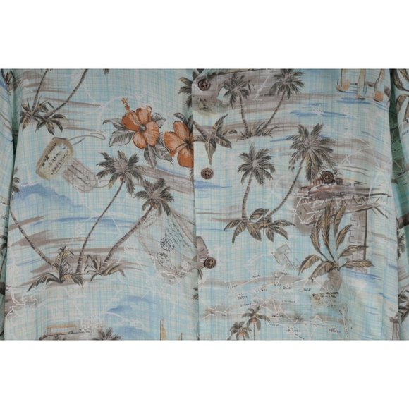 Batik Bay Mens Vintage Hawaiian Button Down Shirt SIze Large Mint Green Rayon - Picture 2 of 7